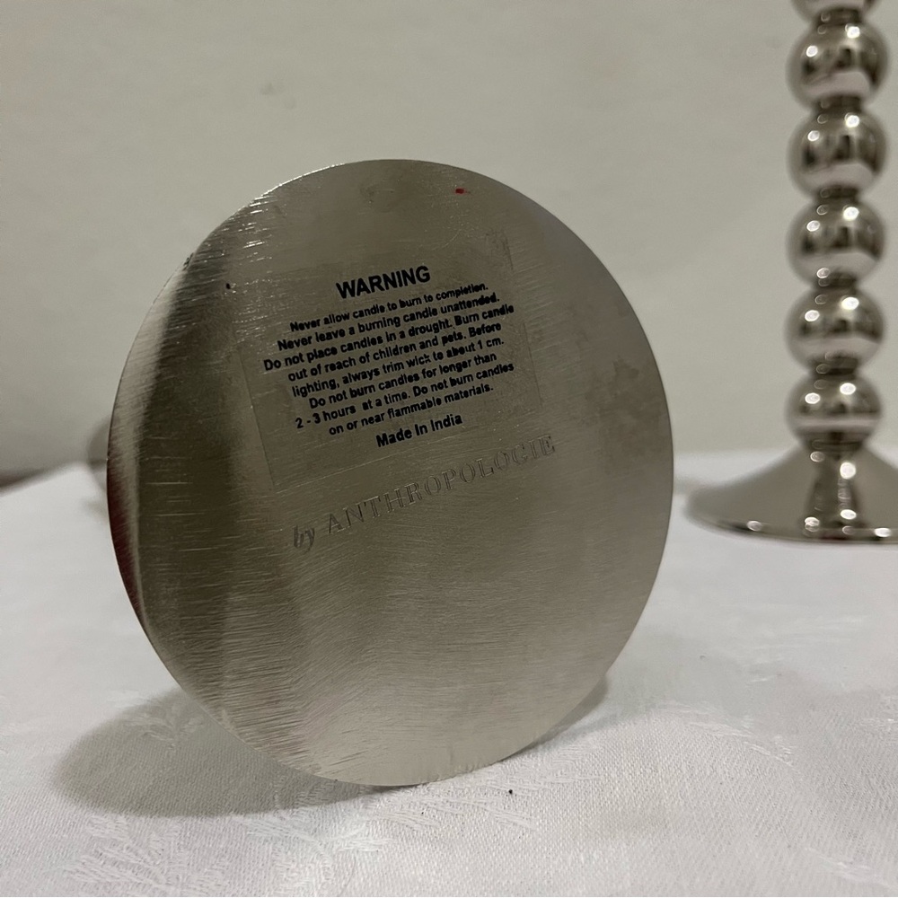 Anthropologie NIB “Sold Out” Set of 2 Small Silver Lumiere Candle Holders - Picture 9 of 12